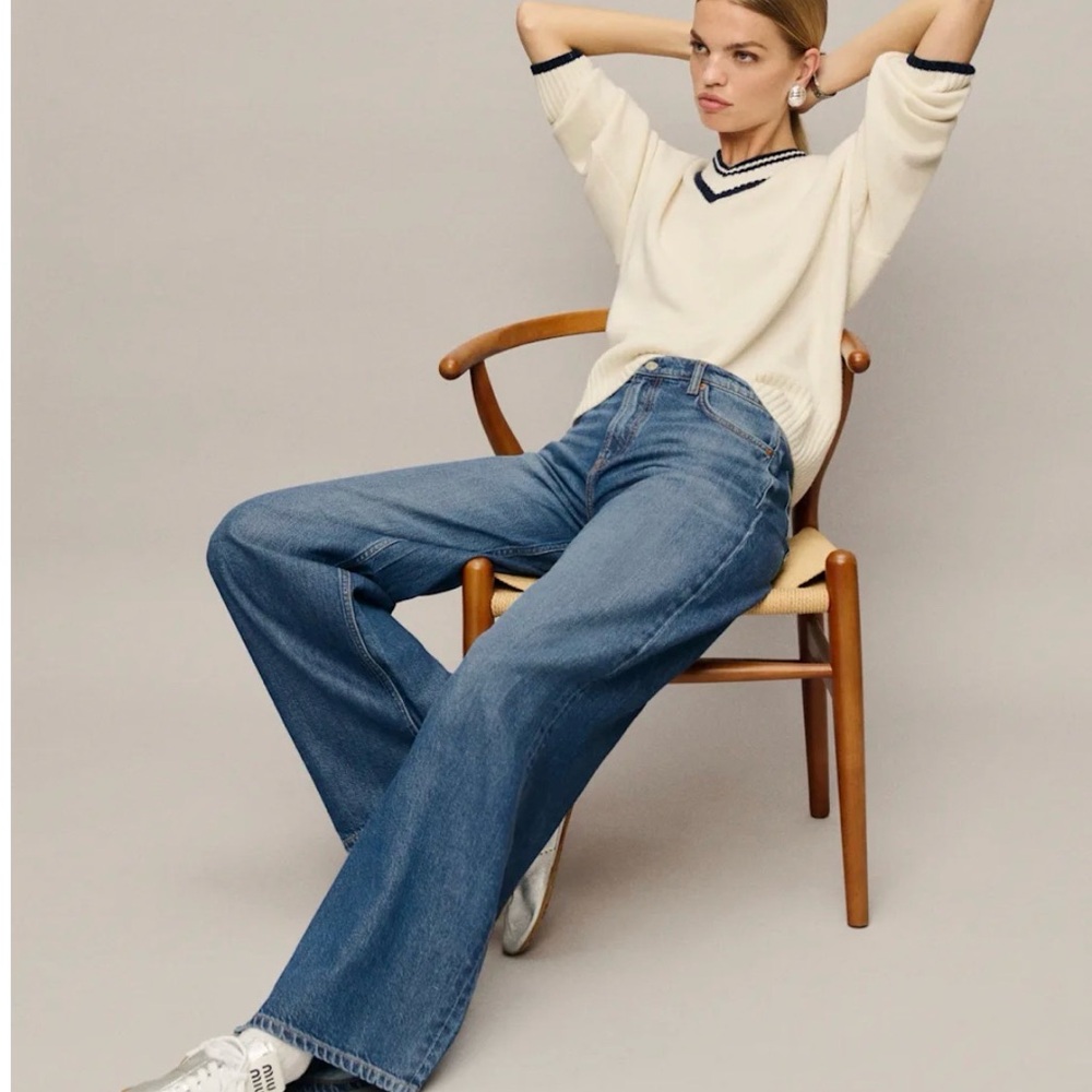 Reformation Rui Lived-in Wide Leg Baggy Jeans Blue - Size 32